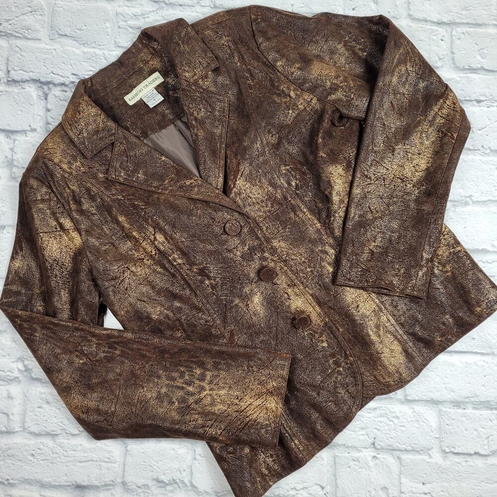 Bamboo Traders Brown Sueded Blazer size Medium